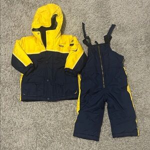 Yellow and Navy Oshkosh Snowsuit Set
